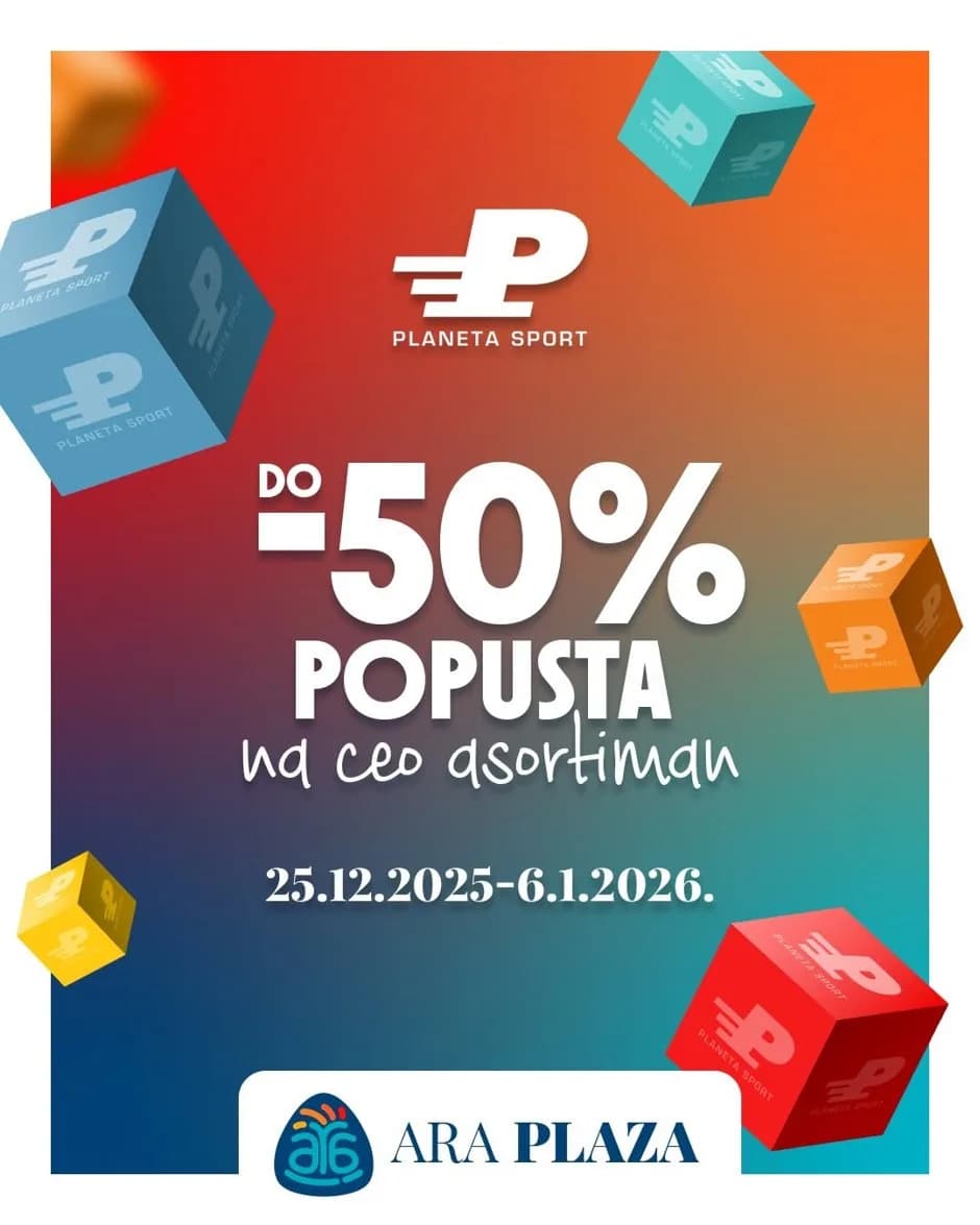 Povodom otvaranja čeka vas do 50% popusta u Planeta Sport prodavnici
