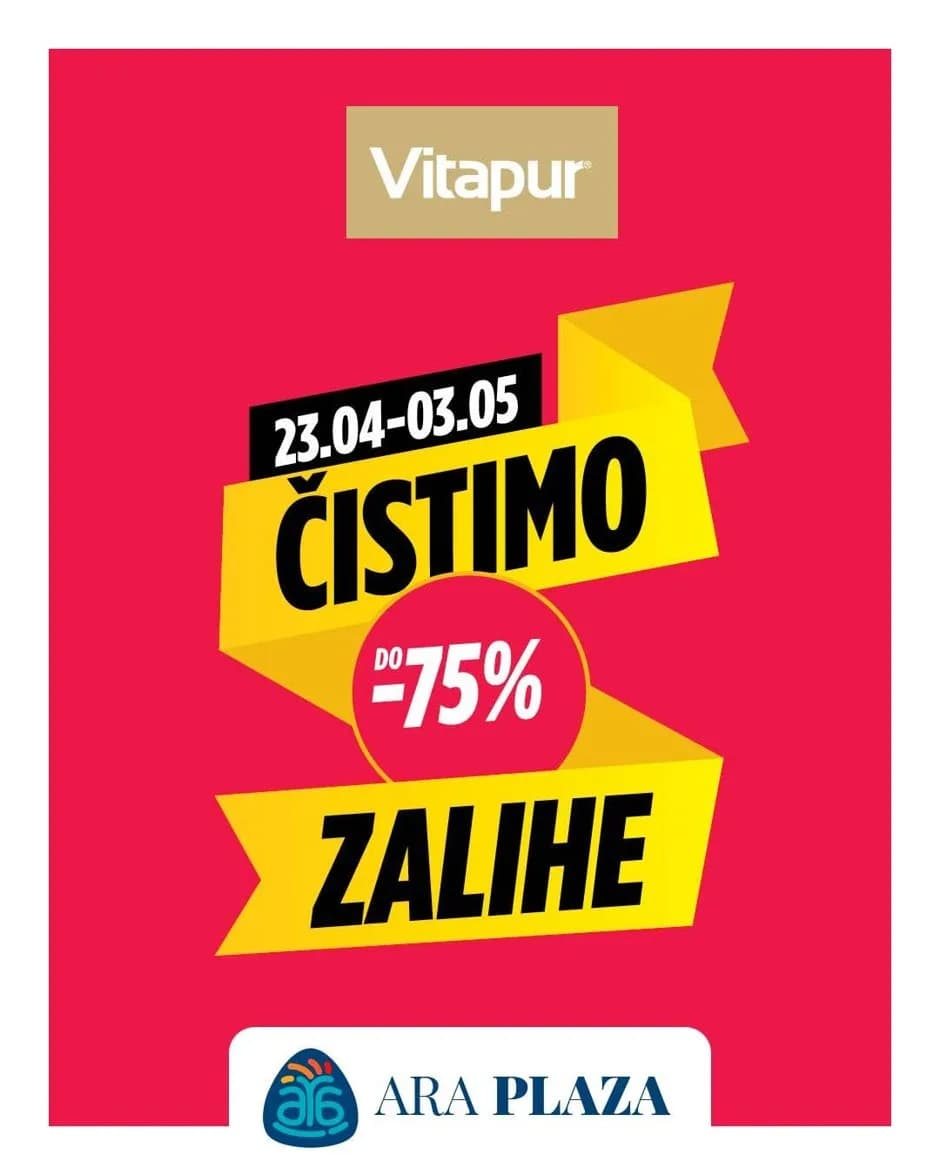 VELIKA RASPRODAJA. U Vitapur prodavnici u Ara Plaza retail parku u toku je rasprodaja…