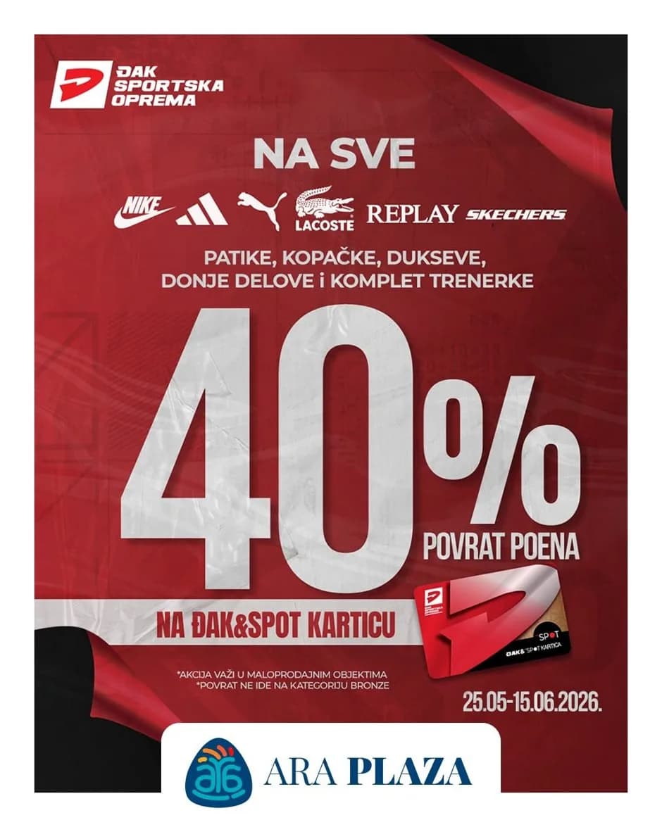 40% POVRATA POENA na Đak&Spot karticu